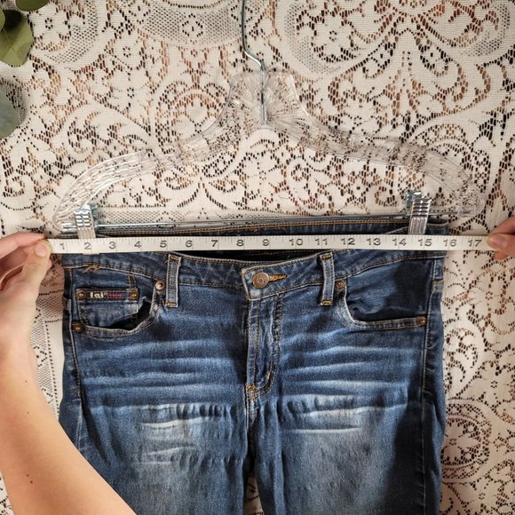 RAVE R4R JEANS Medium to Dark Wash Junior's Stretch Bootcut Denim Jeans | 11 - Picture 7 of 7